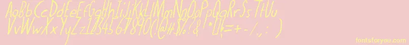 Шрифт Thedogatemyhomeworkital – жёлтые шрифты на розовом фоне