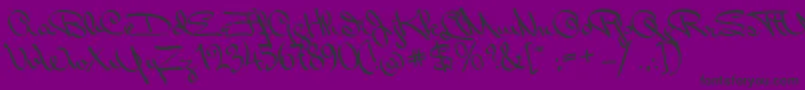 MissPackgope-Schriftart – Schwarze Schriften auf violettem Hintergrund