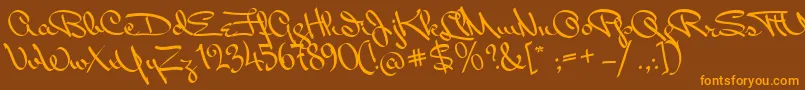 MissPackgope Font – Orange Fonts on Brown Background