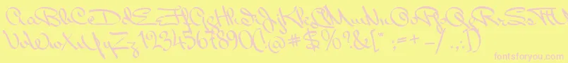 MissPackgope Font – Pink Fonts on Yellow Background