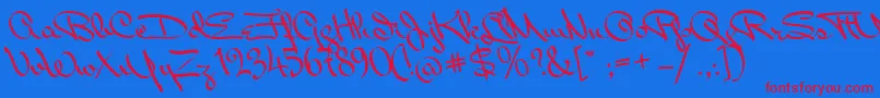 MissPackgope Font – Red Fonts on Blue Background
