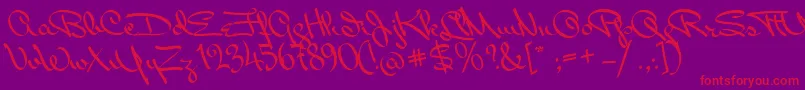 MissPackgope Font – Red Fonts on Purple Background
