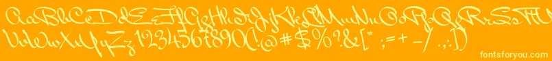 MissPackgope Font – Yellow Fonts on Orange Background