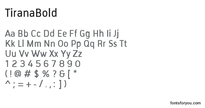 Шрифт TiranaBold – алфавит, цифры, специальные символы