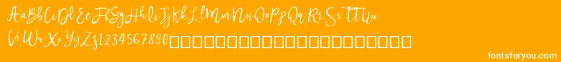 Nastar-Schriftart – Weiße Schriften auf orangefarbenem Hintergrund