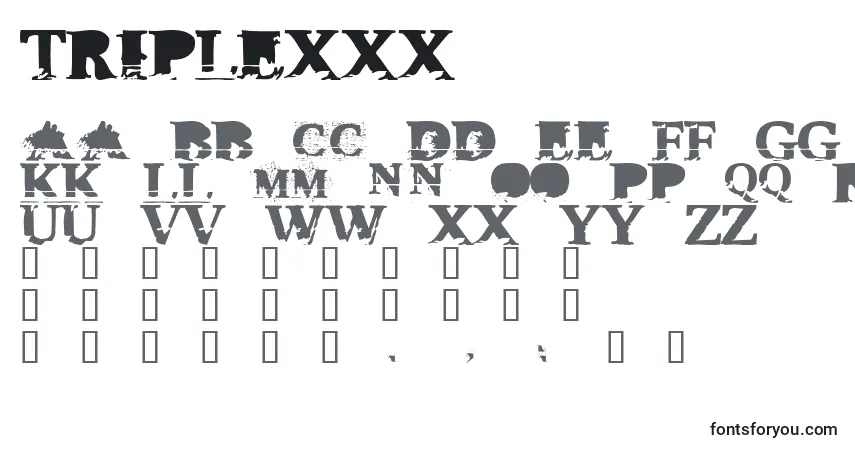 Fuente Triplexxx - alfabeto, números, caracteres especiales