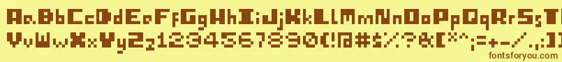 IPixelU Font – Brown Fonts on Yellow Background