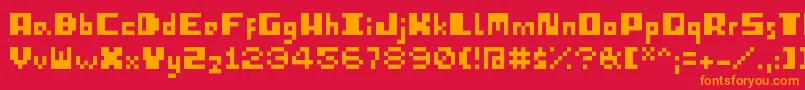 IPixelU Font – Orange Fonts on Red Background