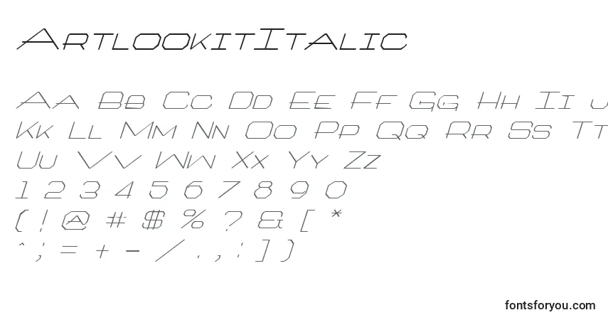 ArtlookitItalicフォント–アルファベット、数字、特殊文字