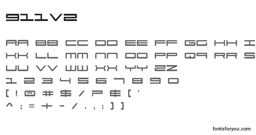 Schriftart 911v2 – Alphabet, Zahlen, spezielle Symbole