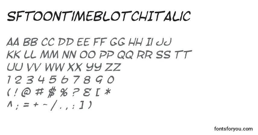Czcionka SfToontimeBlotchItalic – alfabet, cyfry, specjalne znaki