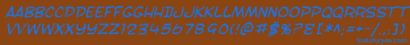 SfToontimeBlotchItalic Font – Blue Fonts on Brown Background