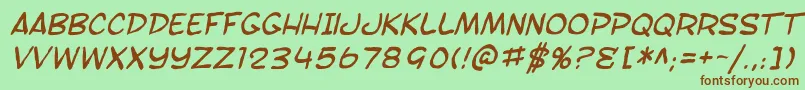 SfToontimeBlotchItalic Font – Brown Fonts on Green Background