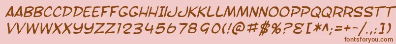 Fonte SfToontimeBlotchItalic – fontes marrons em um fundo rosa