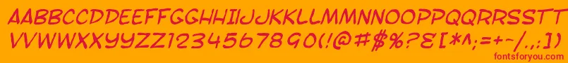SfToontimeBlotchItalic-Schriftart – Rote Schriften auf orangefarbenem Hintergrund