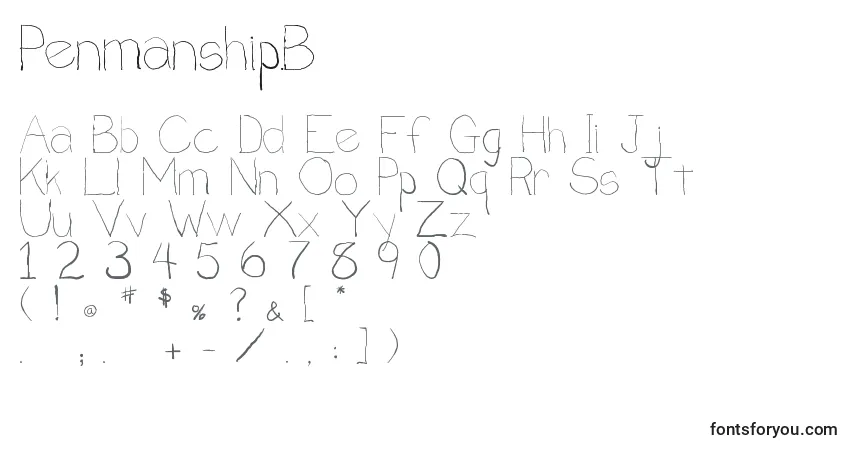 Fuente Penmanship.B - alfabeto, números, caracteres especiales