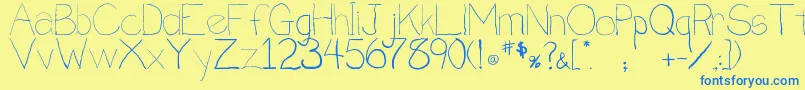 Penmanship.B Font – Blue Fonts on Yellow Background