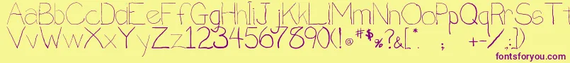 Penmanship.B Font – Purple Fonts on Yellow Background