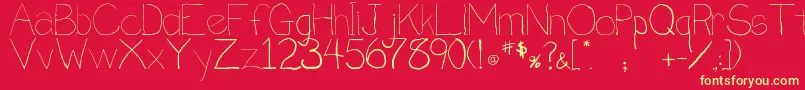 Penmanship.B Font – Yellow Fonts on Red Background