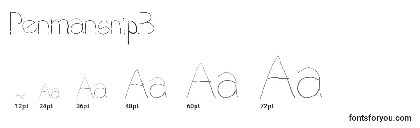 Penmanship.B Font Sizes