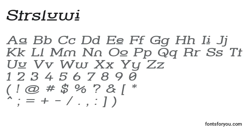 A fonte Strsluwi – alfabeto, números, caracteres especiais