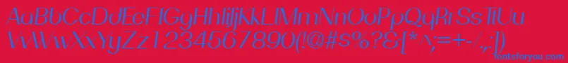 PassionsanspdafBookitalic-Schriftart – Blaue Schriften auf rotem Hintergrund