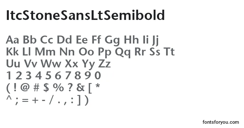 A fonte ItcStoneSansLtSemibold – alfabeto, números, caracteres especiais