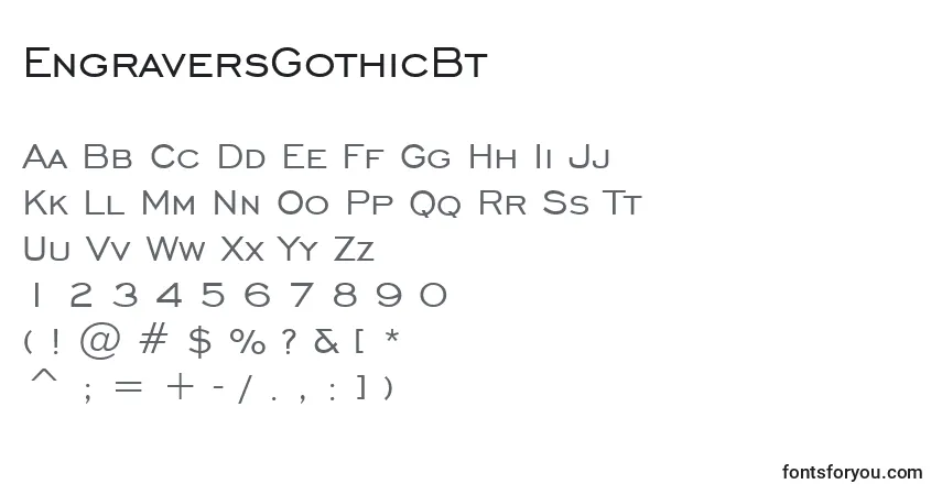 Шрифт EngraversGothicBt – алфавит, цифры, специальные символы