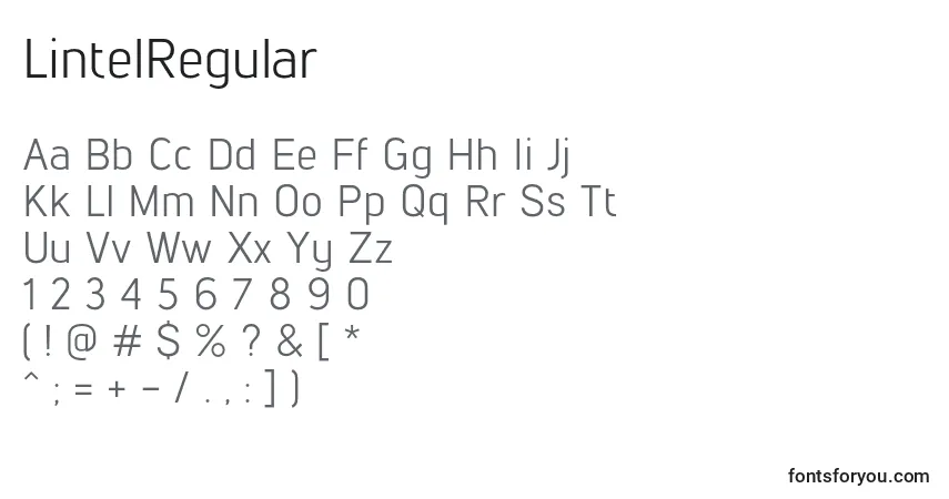 Шрифт LintelRegular – алфавит, цифры, специальные символы