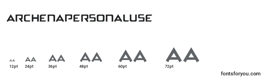 ArchenaPersonalUse Font Sizes