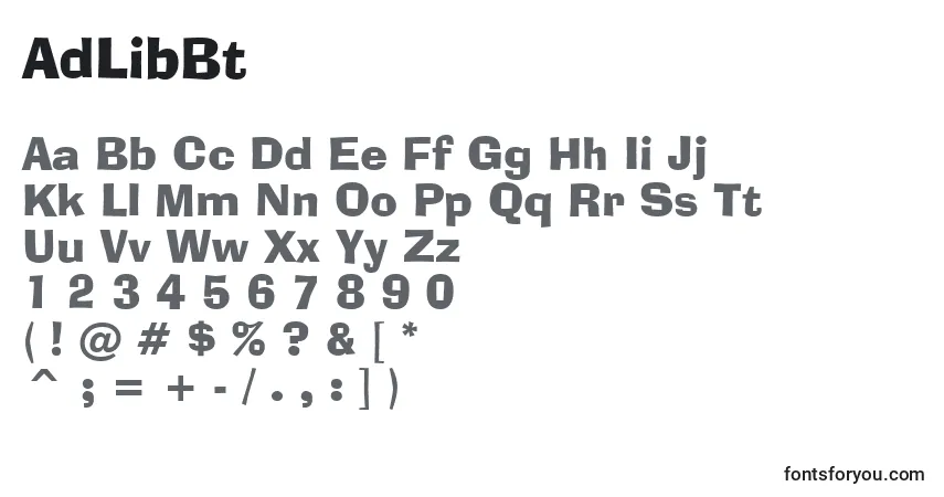 Шрифт AdLibBt – алфавит, цифры, специальные символы