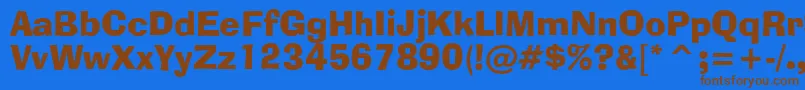 フォントAdLibBt – 茶色の文字が青い背景にあります。