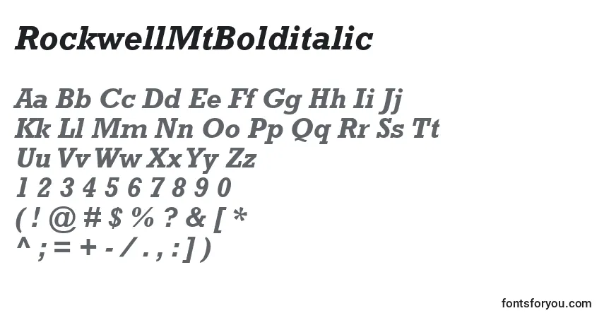 Schriftart RockwellMtBolditalic – Alphabet, Zahlen, spezielle Symbole