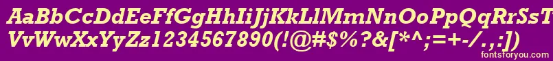 RockwellMtBolditalic Font – Yellow Fonts on Purple Background