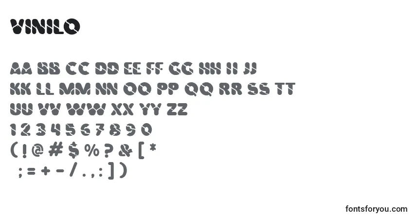 A fonte Vinilo – alfabeto, números, caracteres especiais