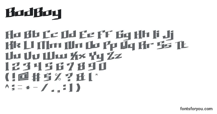 Шрифт BadBoy – алфавит, цифры, специальные символы