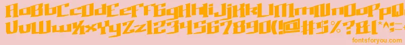フォントBadBoy – オレンジの文字がピンクの背景にあります。