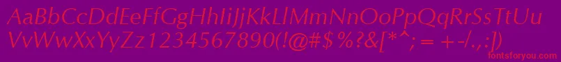 CgOmegaРљСѓСЂСЃРёРІ-Schriftart – Rote Schriften auf violettem Hintergrund