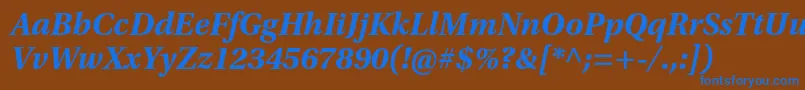 UtopiastdBoldit Font – Blue Fonts on Brown Background