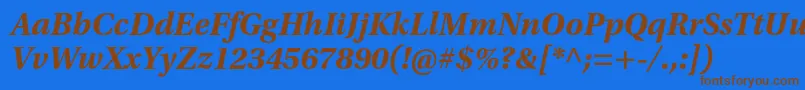 フォントUtopiastdBoldit – 茶色の文字が青い背景にあります。