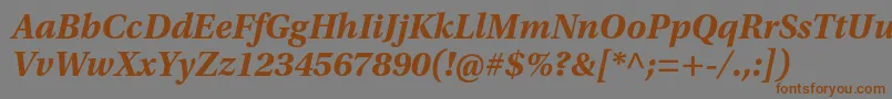 フォントUtopiastdBoldit – 茶色の文字が灰色の背景にあります。