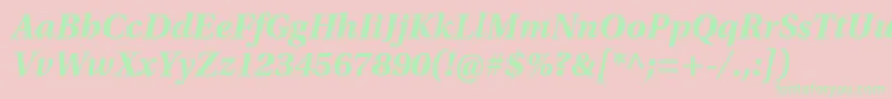 UtopiastdBoldit-fontti – vihreät fontit vaaleanpunaisella taustalla