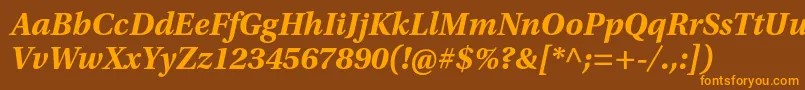 フォントUtopiastdBoldit – オレンジ色の文字が茶色の背景にあります。