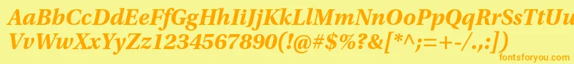 フォントUtopiastdBoldit – オレンジの文字が黄色の背景にあります。