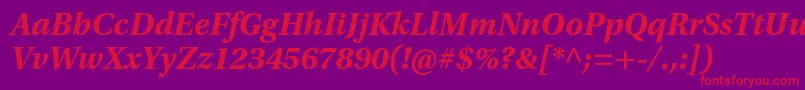 UtopiastdBoldit-fontti – punaiset fontit violetilla taustalla