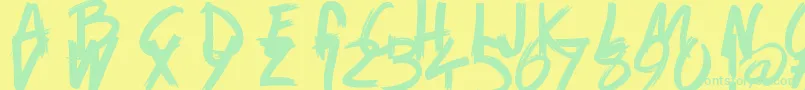 GameOfBrush-Schriftart – Grüne Schriften auf gelbem Hintergrund
