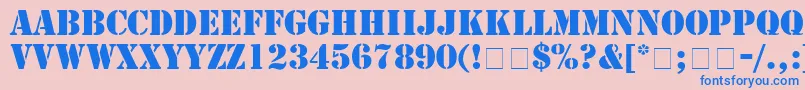 Stamp Font – Blue Fonts on Pink Background