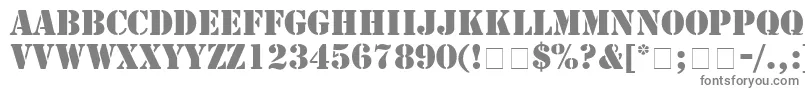 Stamp-fontti – harmaat kirjasimet valkoisella taustalla