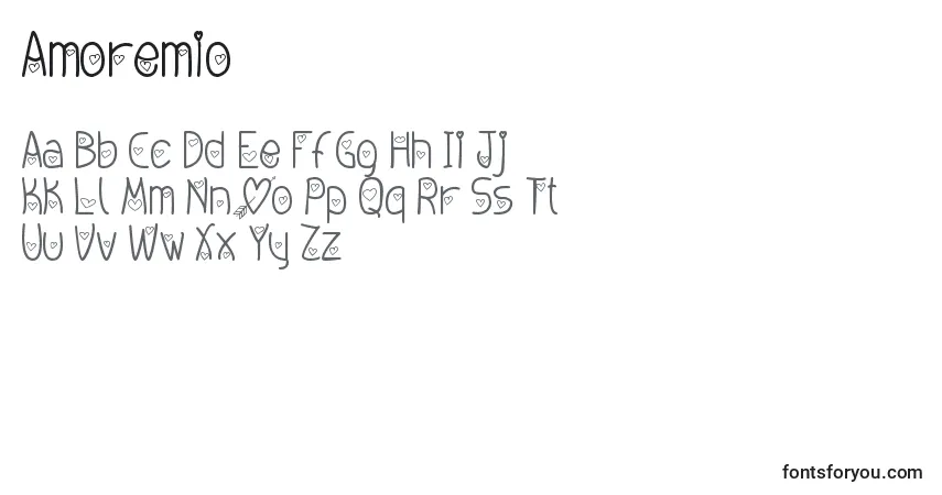 Czcionka Amoremio – alfabet, cyfry, specjalne znaki