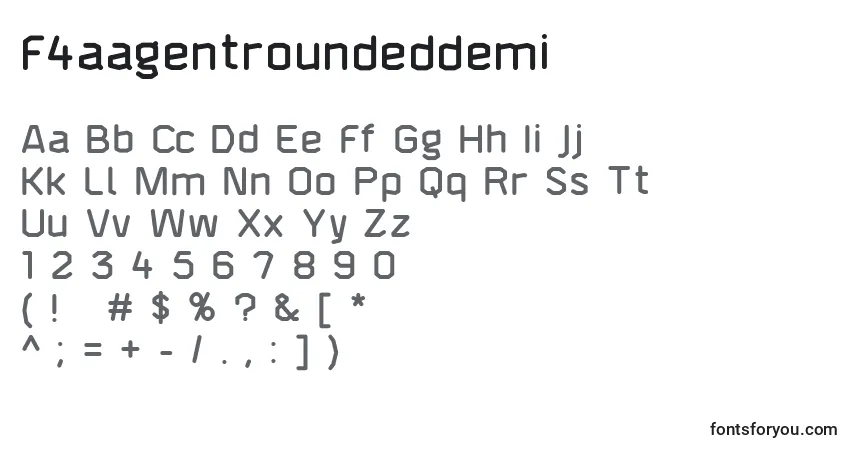 F4aagentroundeddemiフォント–アルファベット、数字、特殊文字